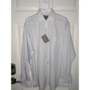 Jos A. Bank Men's 15.5"/36" Signature L/S Blue Striped Dress Shirt French Cuff